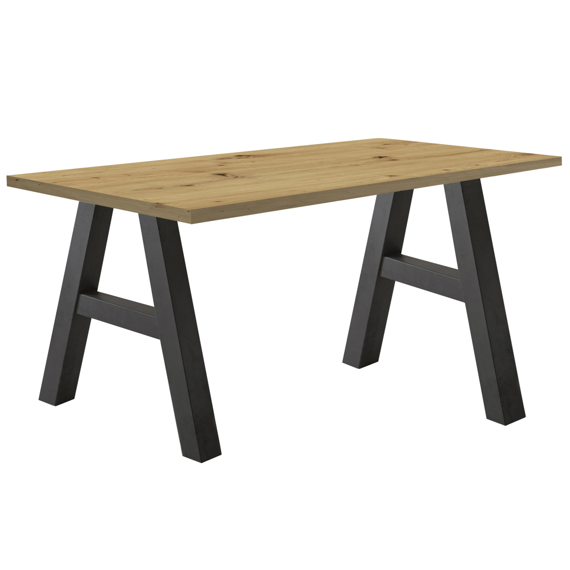 Schreibtisch - Asteiche - Schwarzstahloptik - A-Gestell - 140x70 cm
