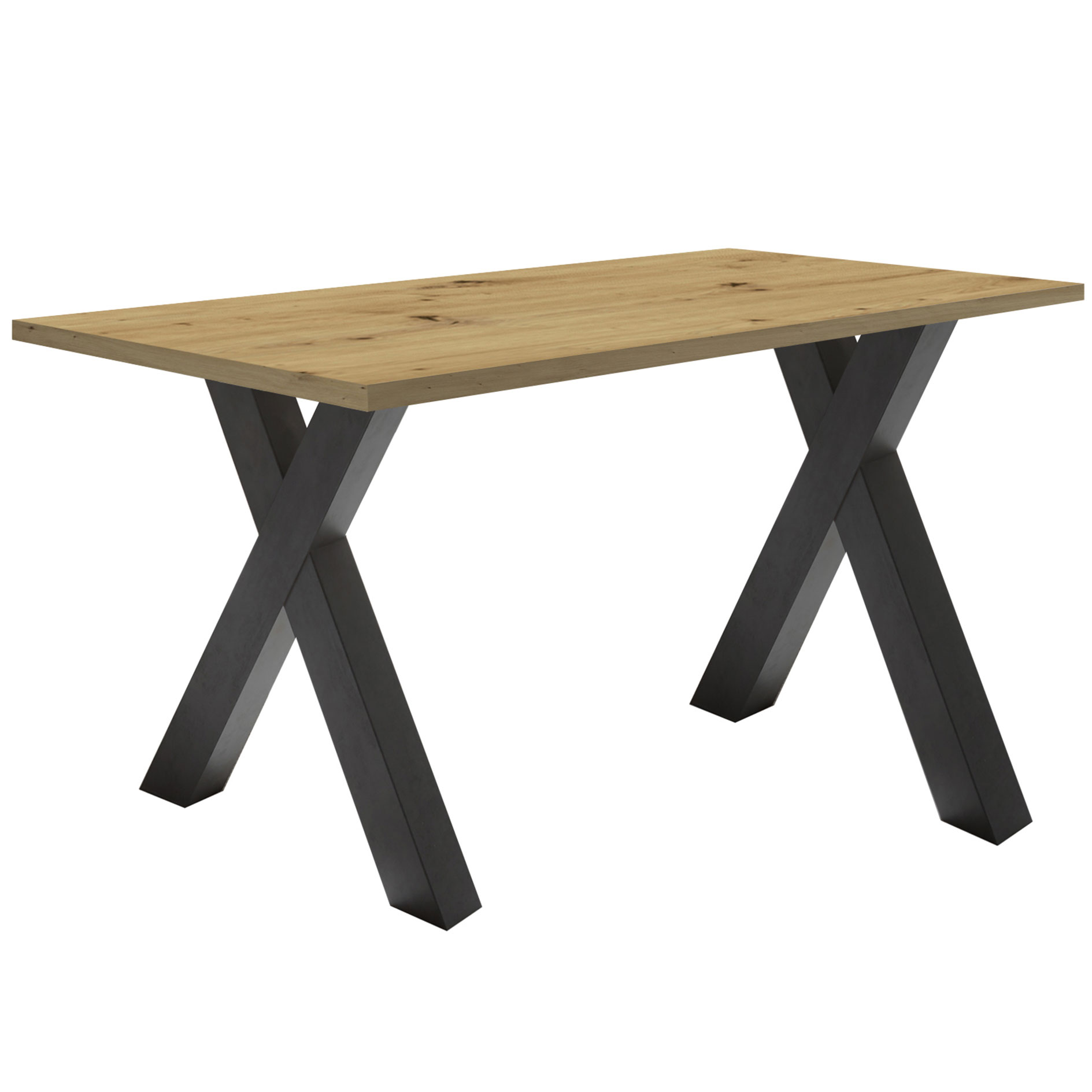 Schreibtisch - Asteiche-Schwarzstahloptik - X-Gestell - 120 cm