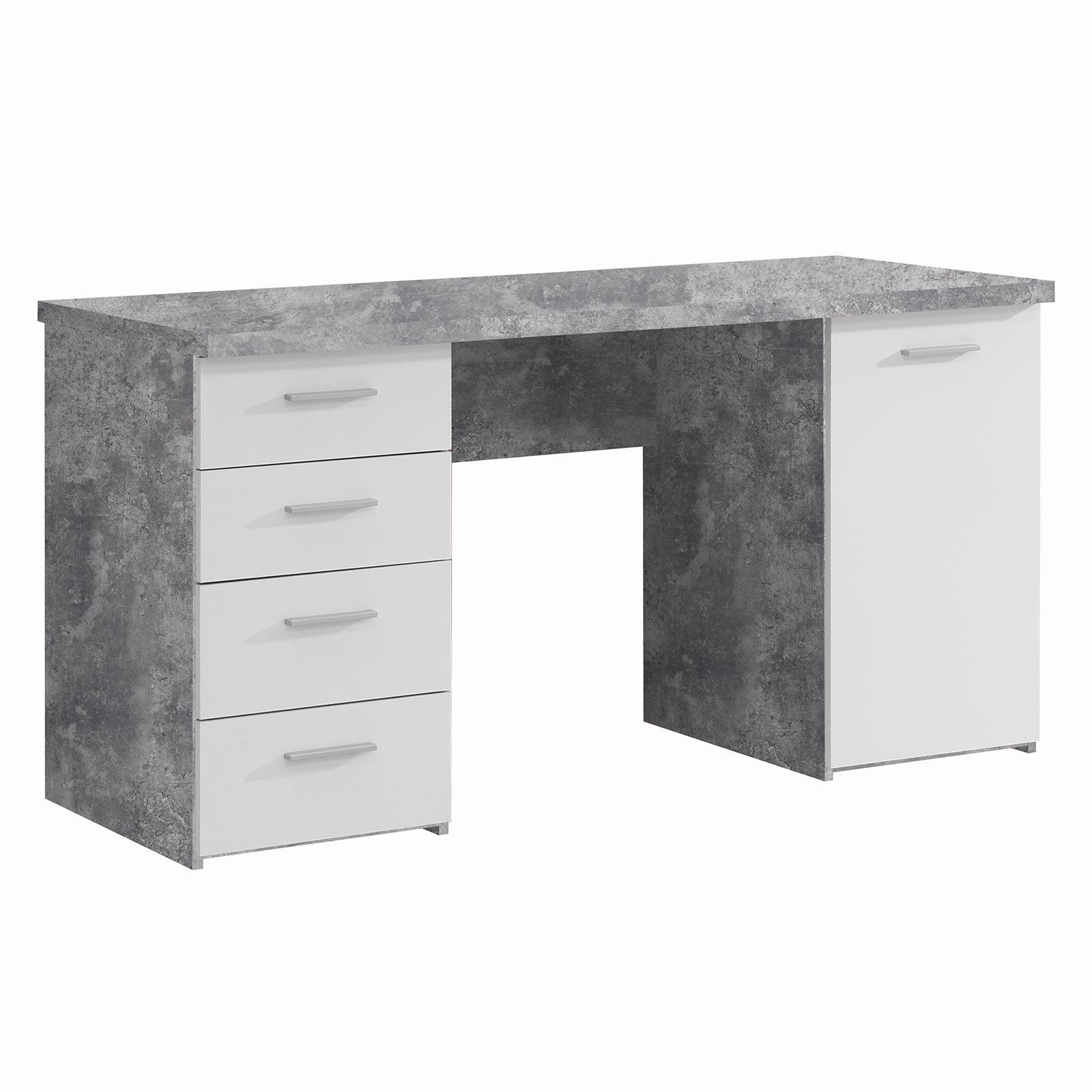 Schreibtisch - Beton-weiß - 145 cm 