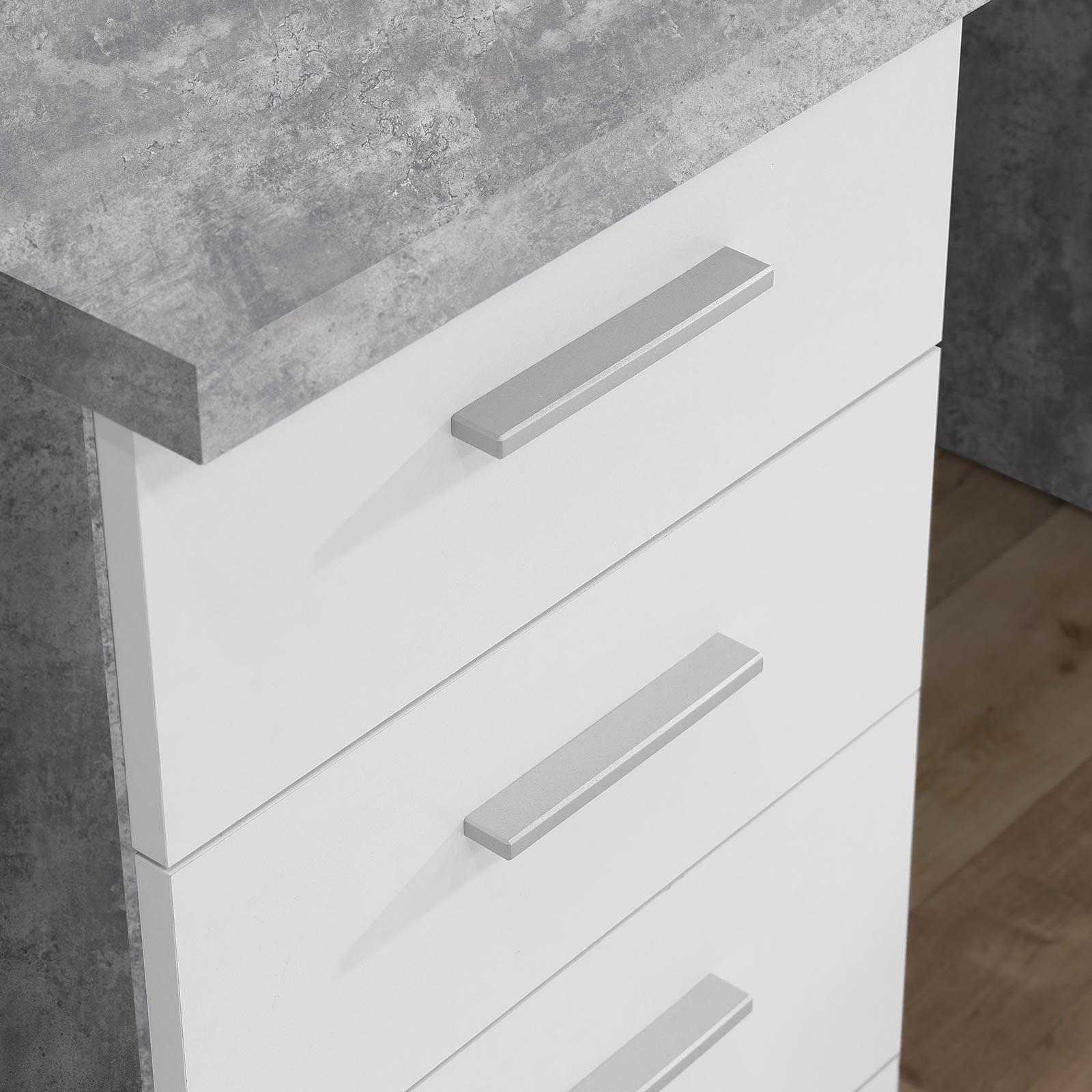 Schreibtisch - Beton-weiß - 145 cm 