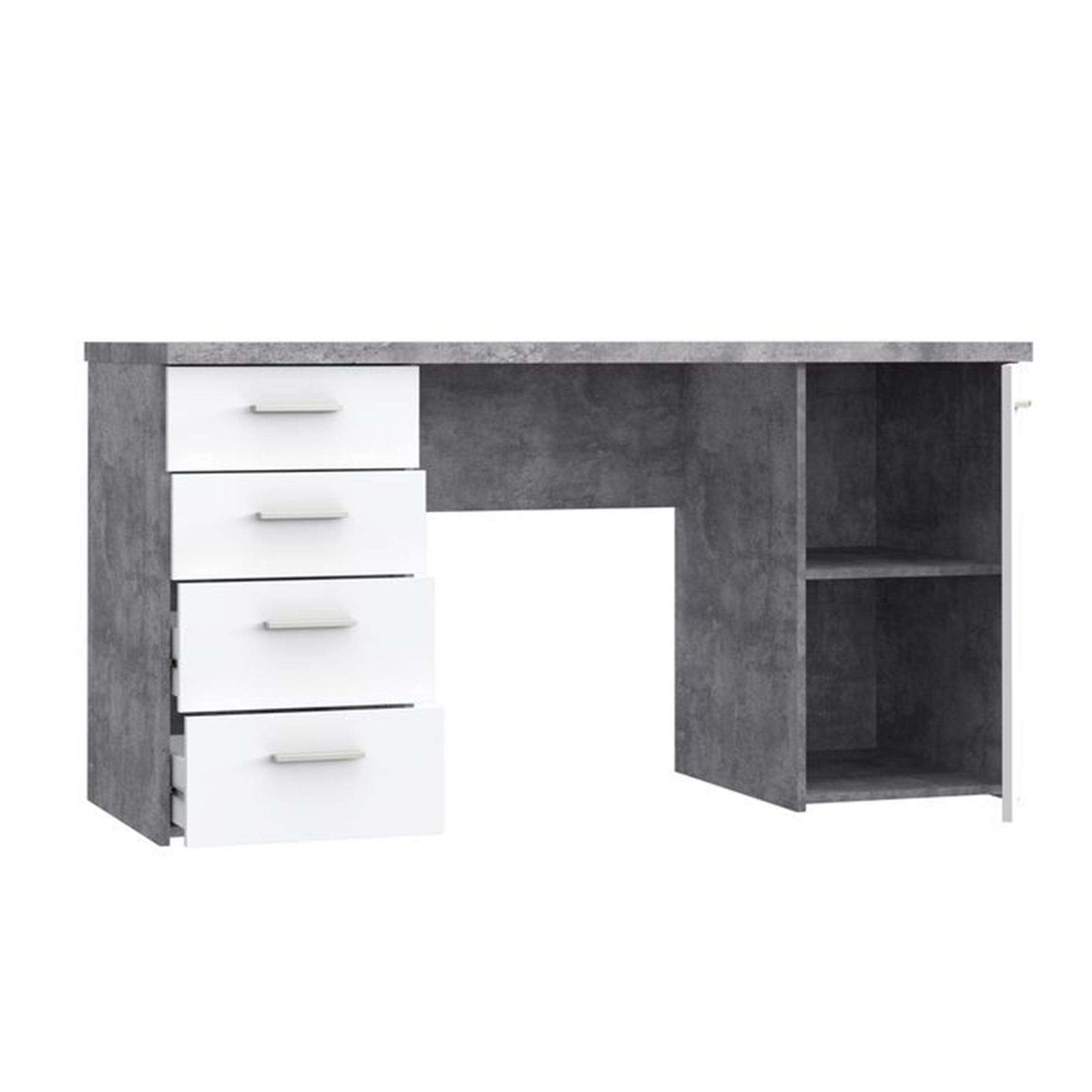 Schreibtisch - Beton-weiß - 145 cm 