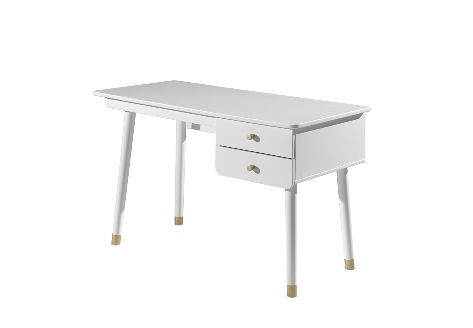 Schreibtisch BILLY - weiß satin - mit 2 Schubkästen