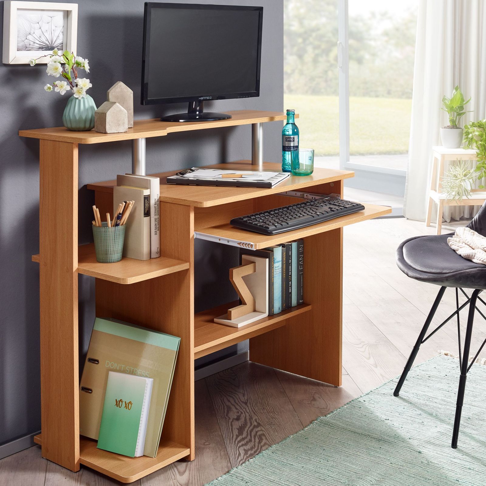 Schreibtisch - Buche - mit Tastaturauszug - 94 cm breit