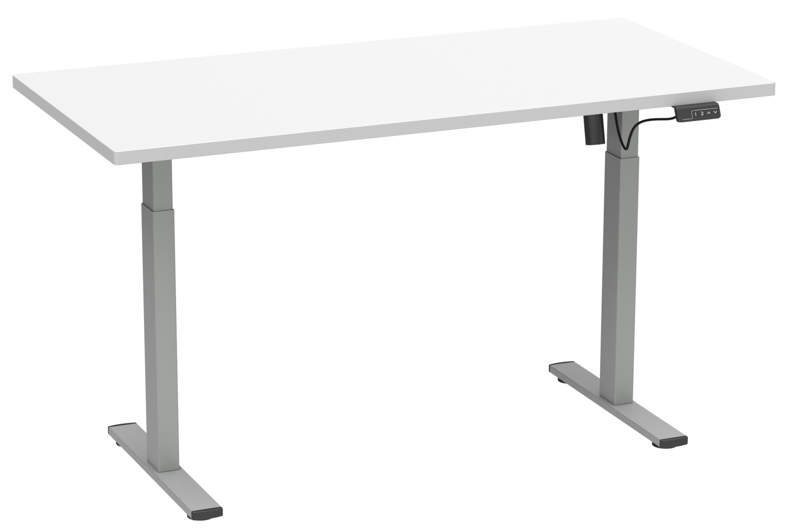 Schreibtisch E-LONA - weiß-silber - 110x50 cm - elektrisch höhenverstellbar