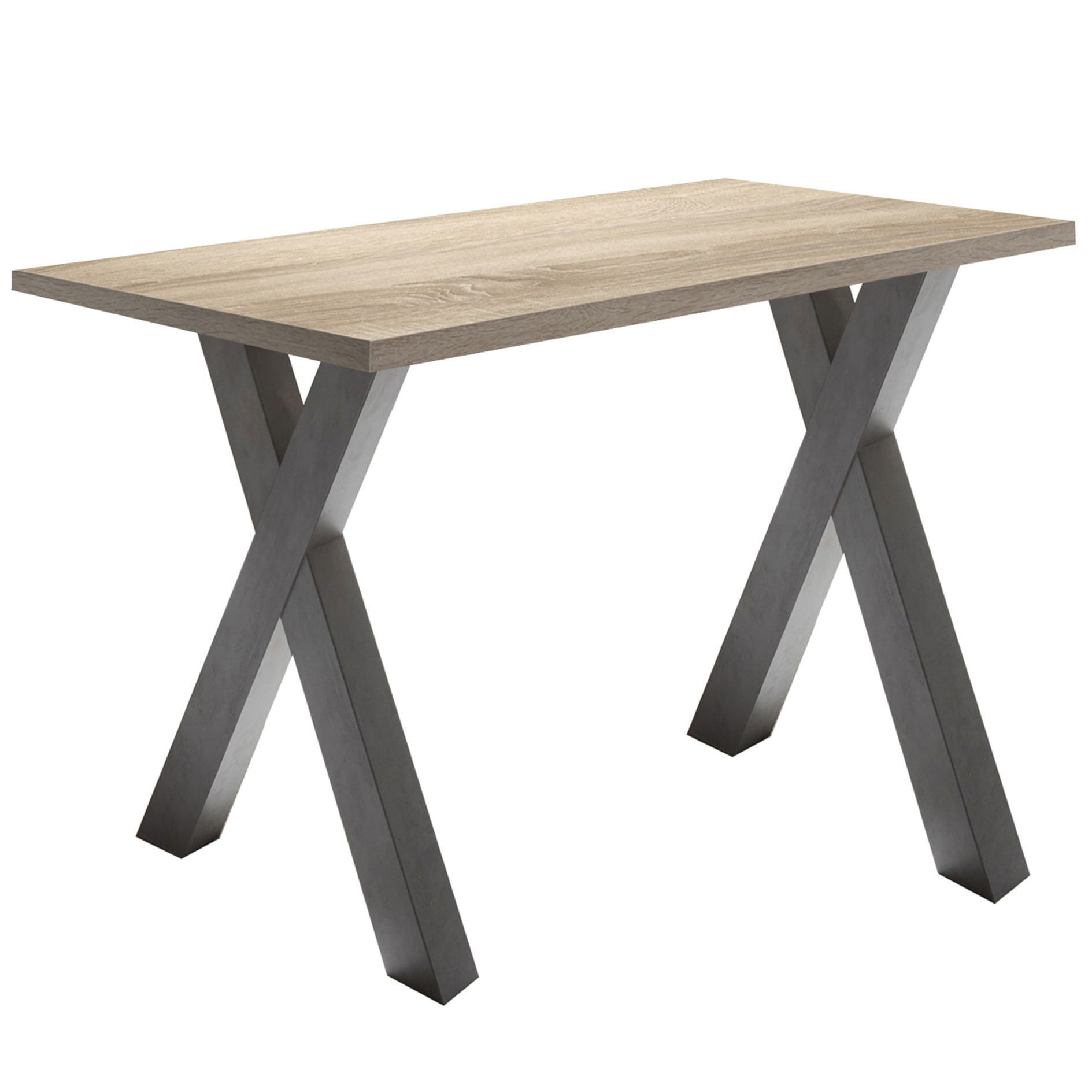 Schreibtisch - Eiche sägerau-Graphitoptik - X-Gestell - 120 cm