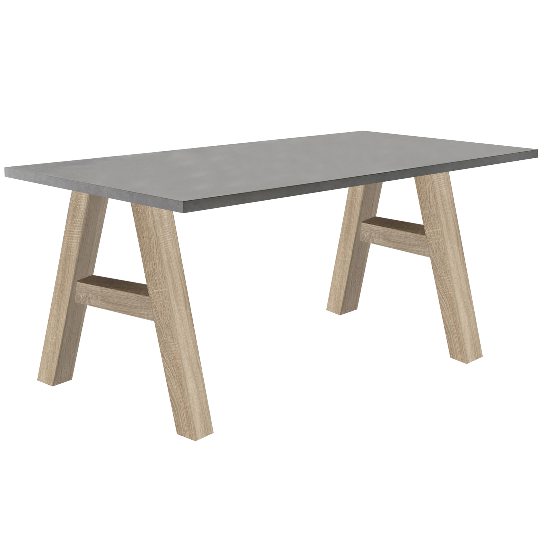Schreibtisch - Graphitoptik - Eiche sägerau - A-Gestell - 140x70 cm