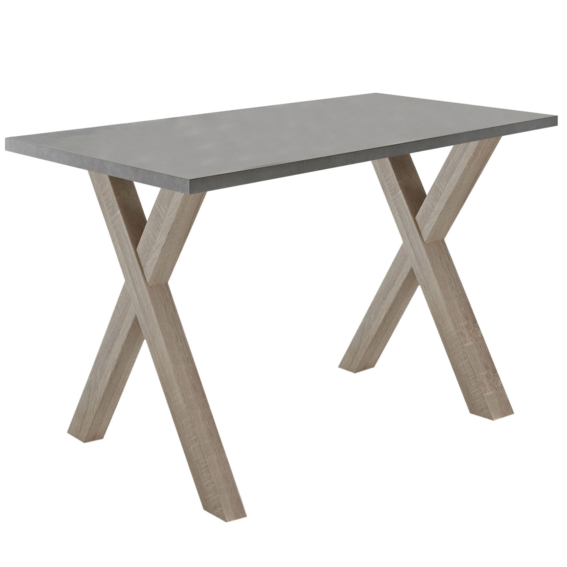 Schreibtisch - Graphitoptik - Eiche sägerau - X-Gestell - 120 cm