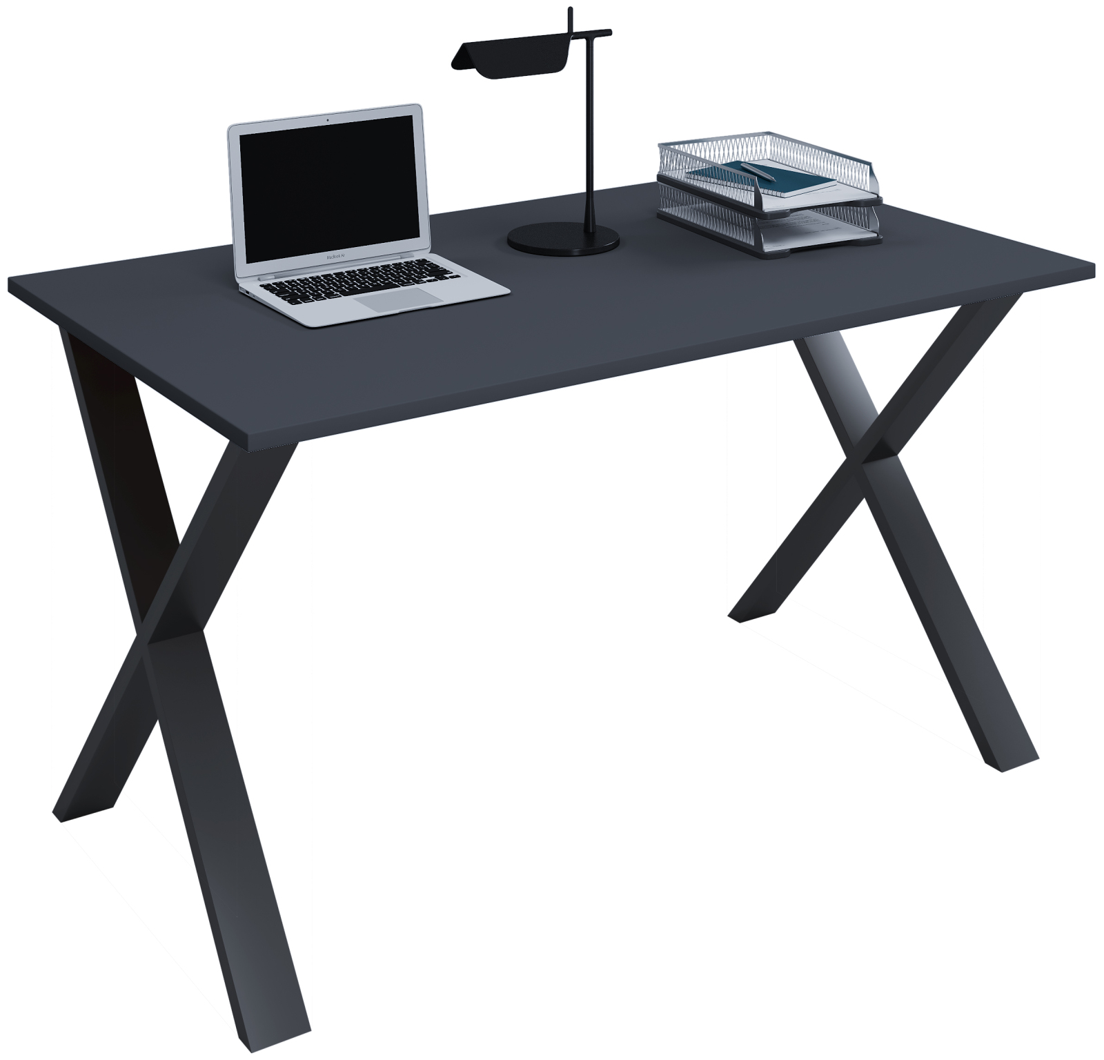 Schreibtisch LONA - anthrazit-schwarz - X-Gestell - 110x80 cm