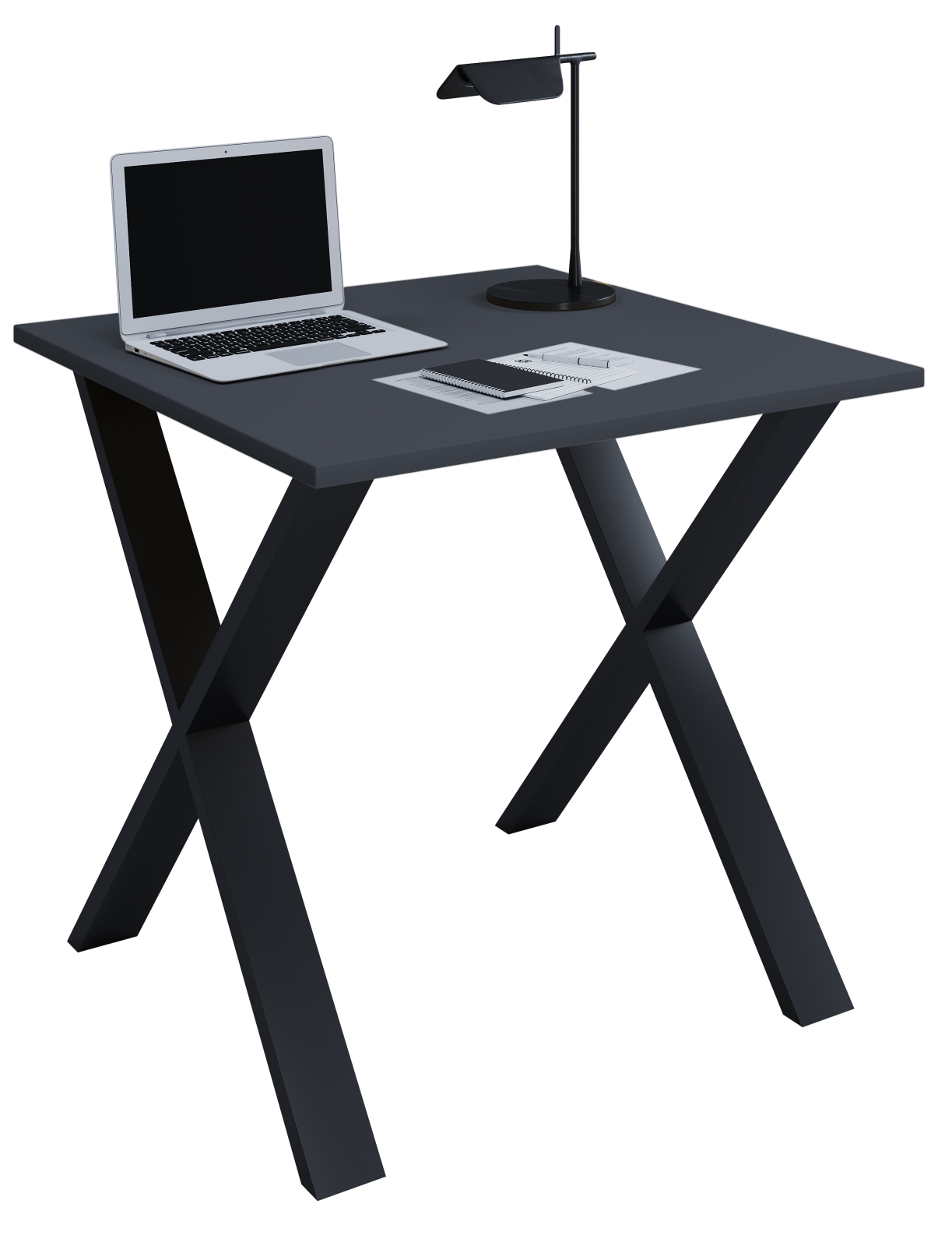 Schreibtisch LONA - anthrazit-schwarz - X-Gestell - 80x80 cm