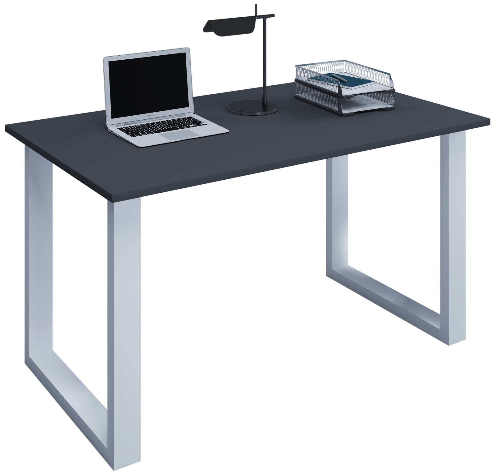 Schreibtisch LONA - anthrazit-silber - U-Gestell - 110x80 cm