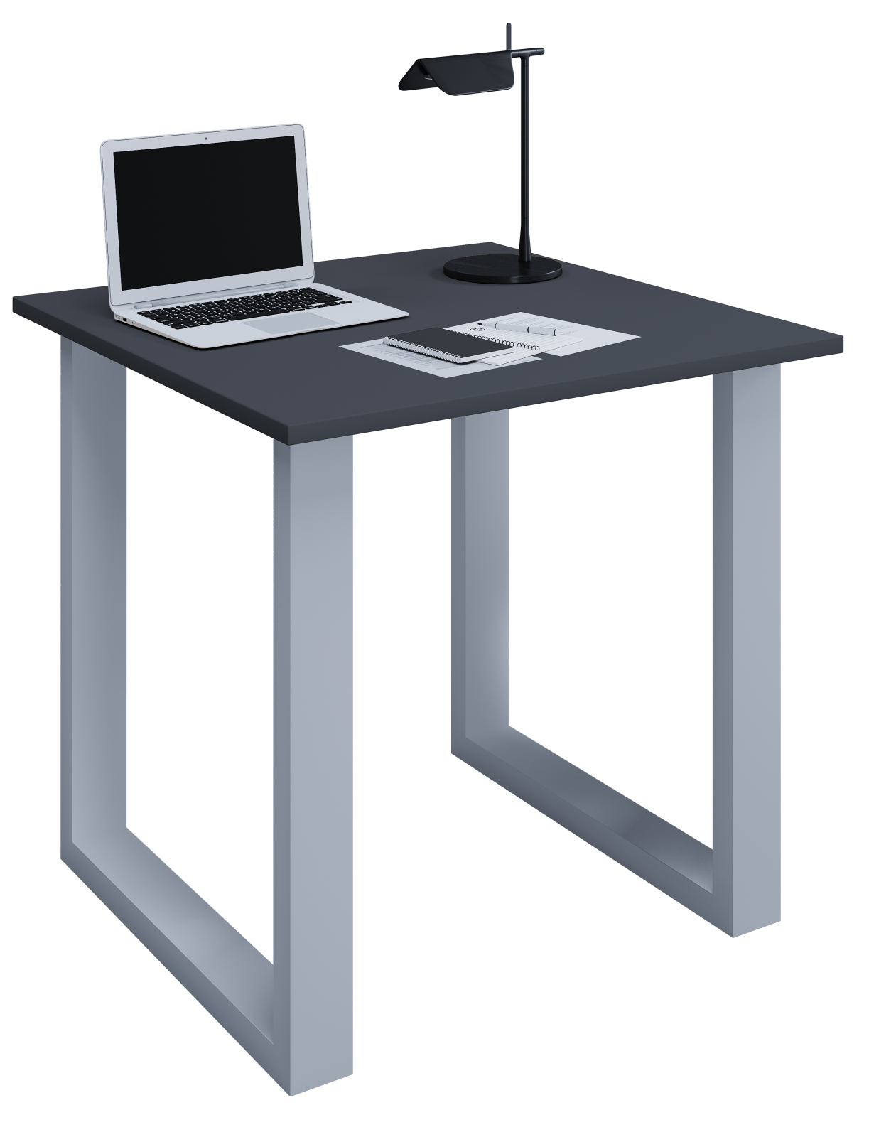 Schreibtisch LONA - anthrazit-silber - U-Gestell - 80x80 cm