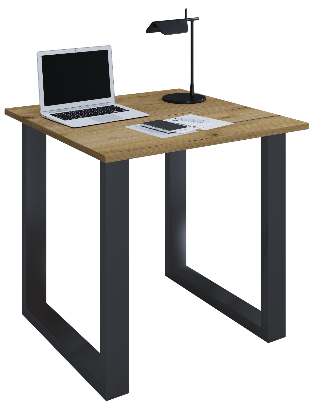 Schreibtisch LONA - Honig Eiche - schwarz - U-Gestell - 80x50 cm