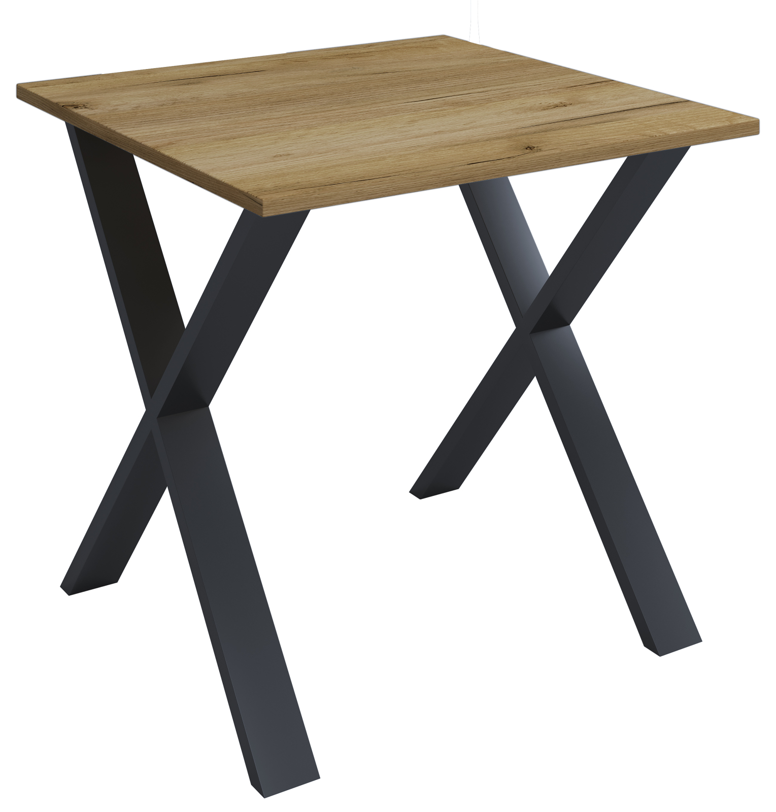 Schreibtisch LONA - Honig Eiche - schwarz - X-Gestell - 80x50 cm