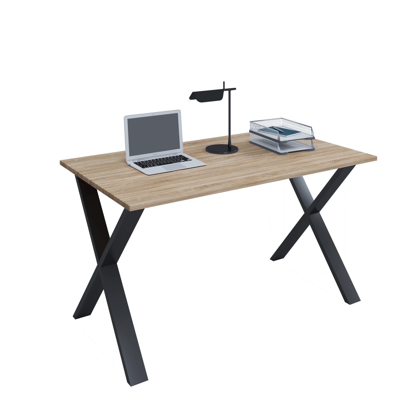 Schreibtisch LONA - Sonoma Eiche - schwarz - X-Gestell - 110x50 cm