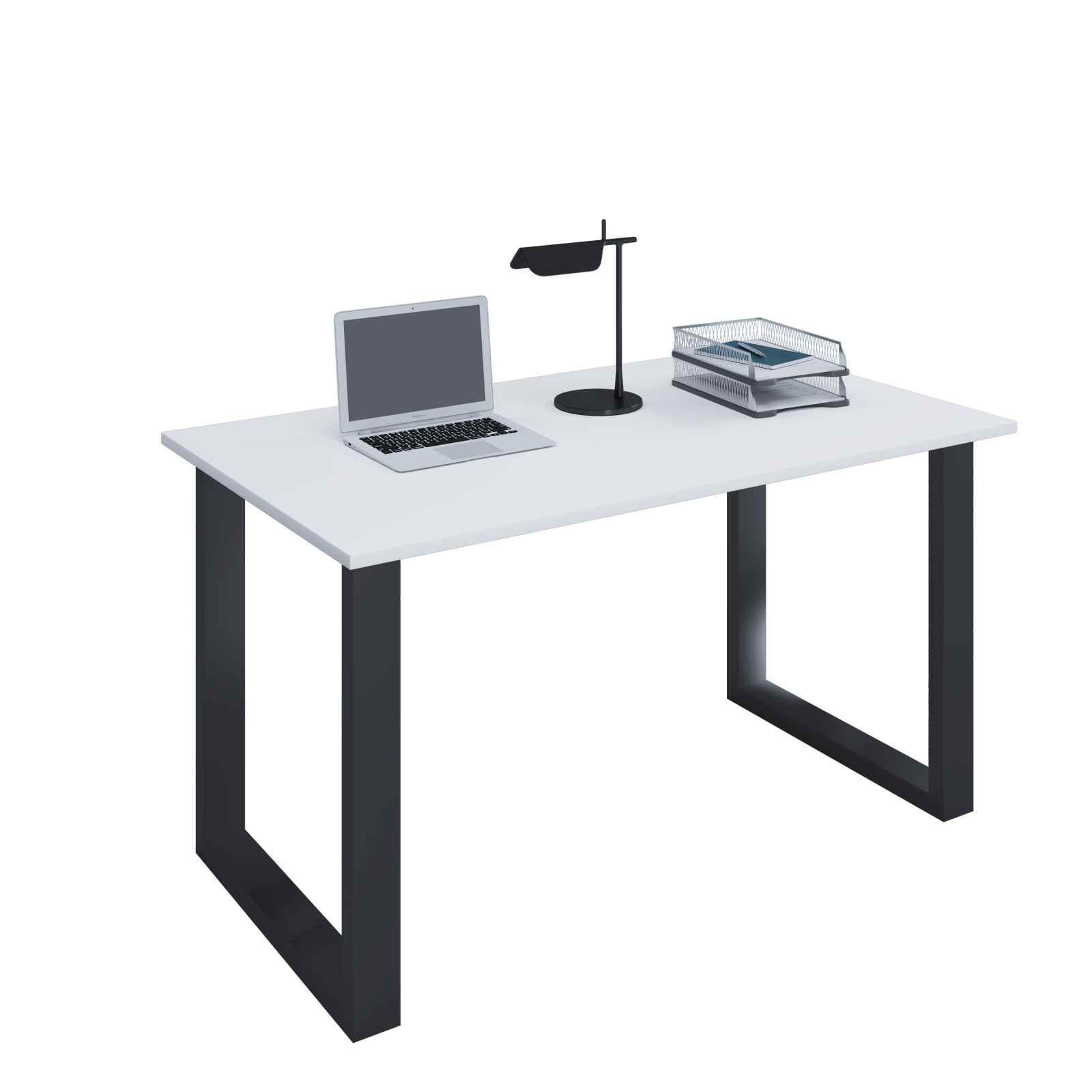 Schreibtisch LONA - weiß-schwarz - U-Gestell - 110x50 cm