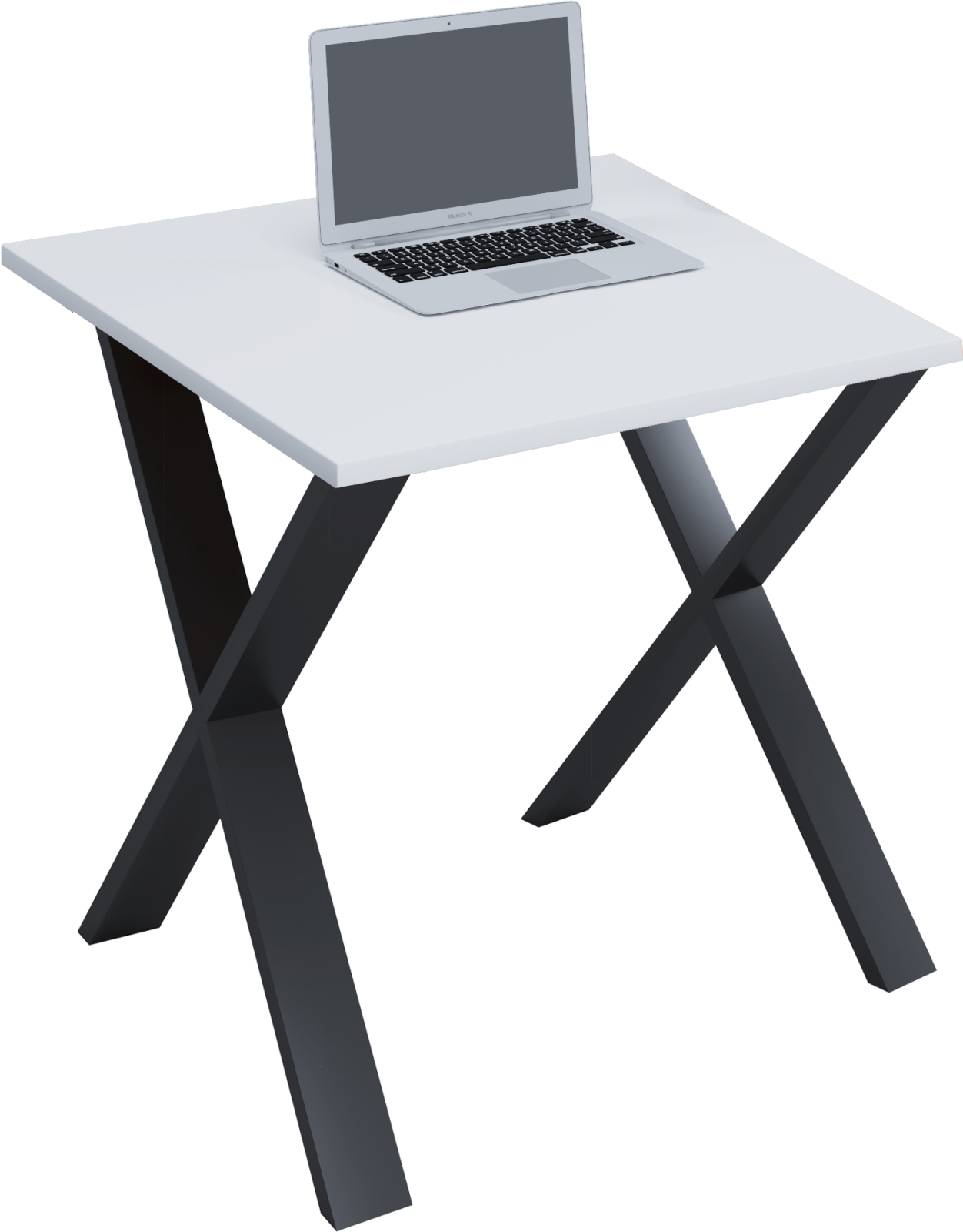 Schreibtisch LONA - weiß-schwarz - X-Gestell - 80x80 cm