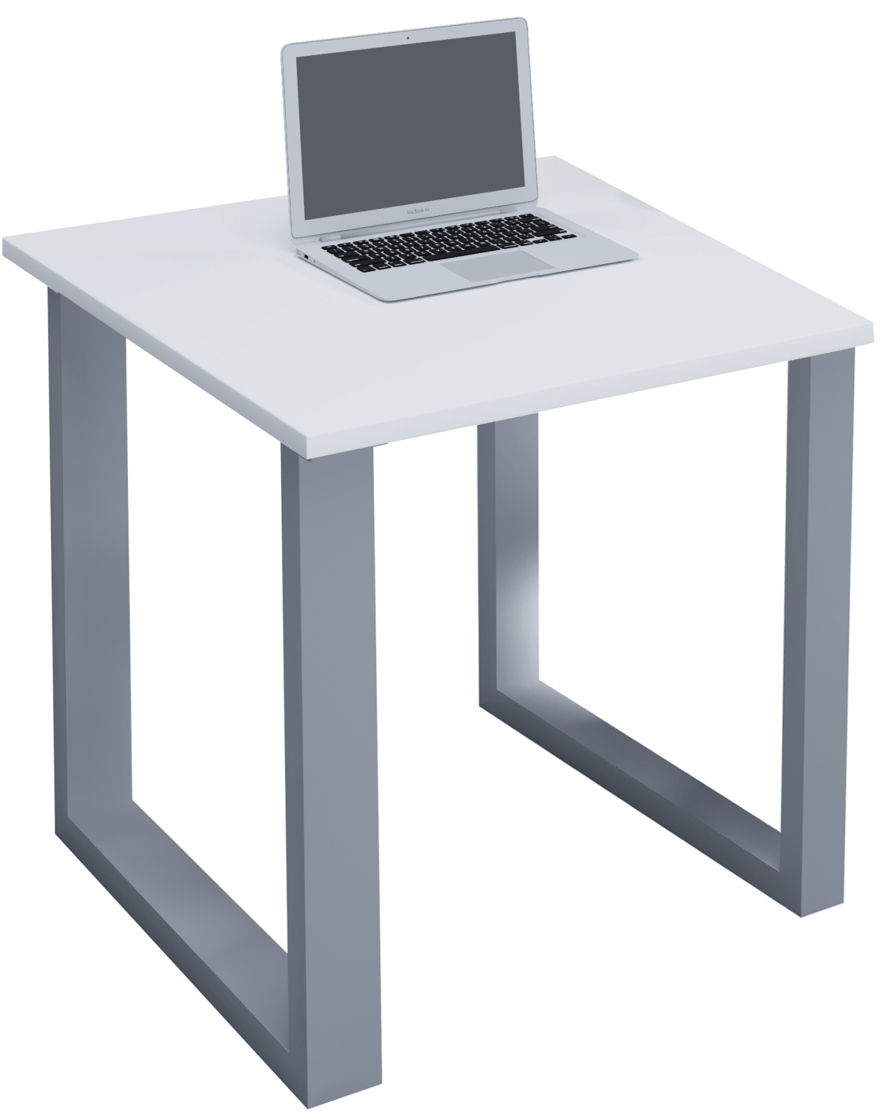 Schreibtisch LONA - weiß-silber - U-Gestell - 80x80 cm