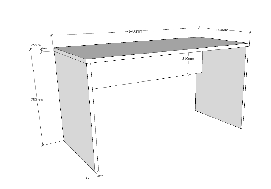 Schreibtisch LONDON - weiß - 140x65 cm