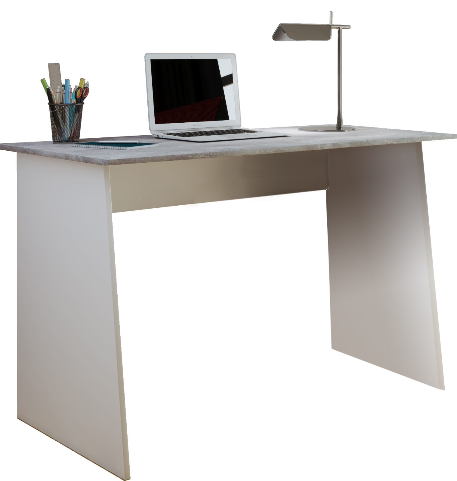 Schreibtisch MASOLA MAXI - weiß - Beton-Optik - 110 cm