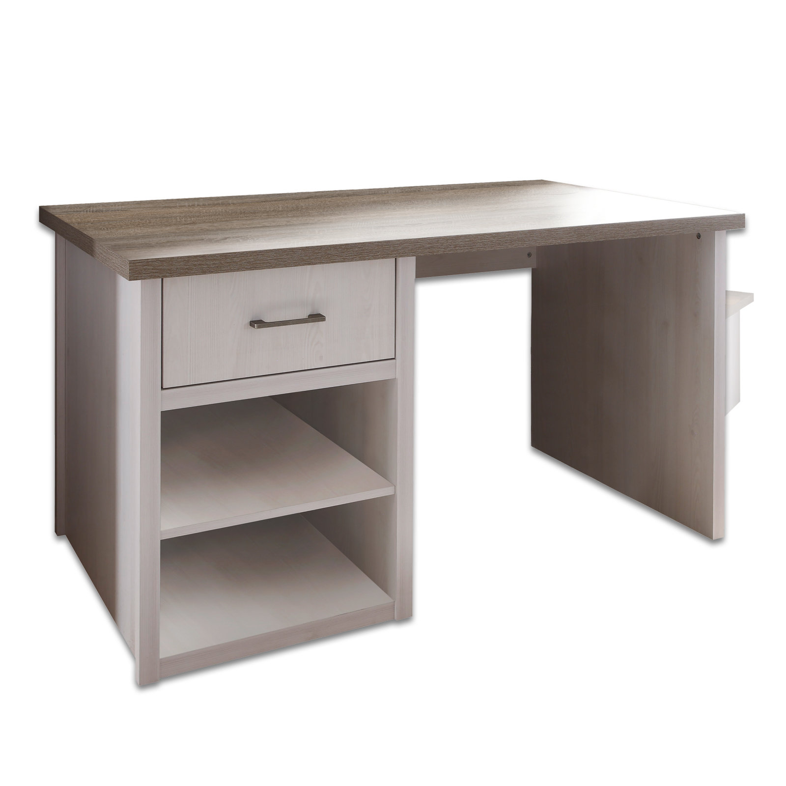 Schreibtisch - Pinie weiß - Trüffel - 141 cm