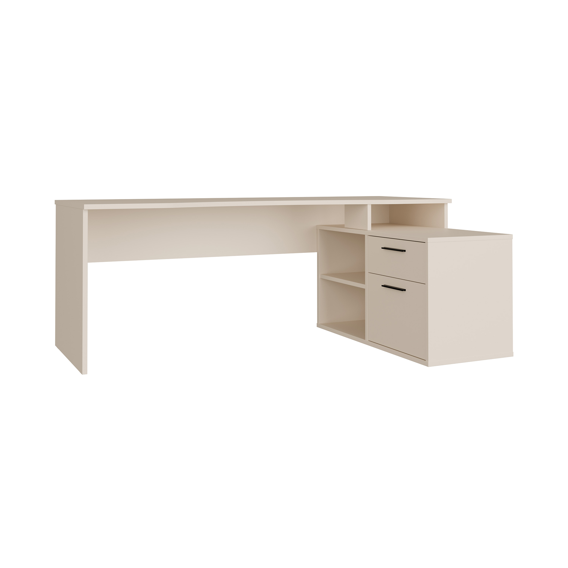 Schreibtisch - sand - über Eck - Tür - Schubkasten - 200x122 cm