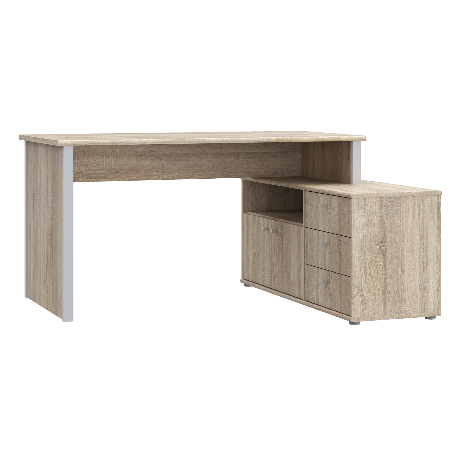Schreibtisch - Sonoma Eiche - grau - 121x151 cm