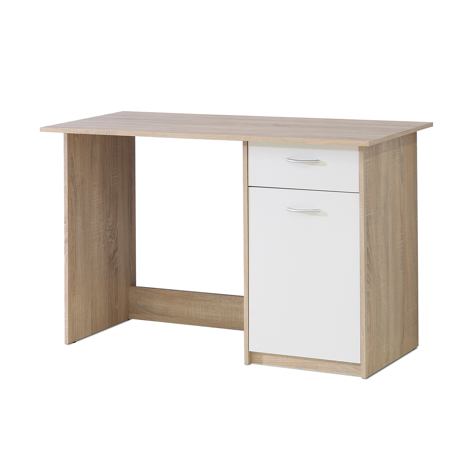 Schreibtisch - Sonoma Eiche - weiß - Schubkasten - 123 cm