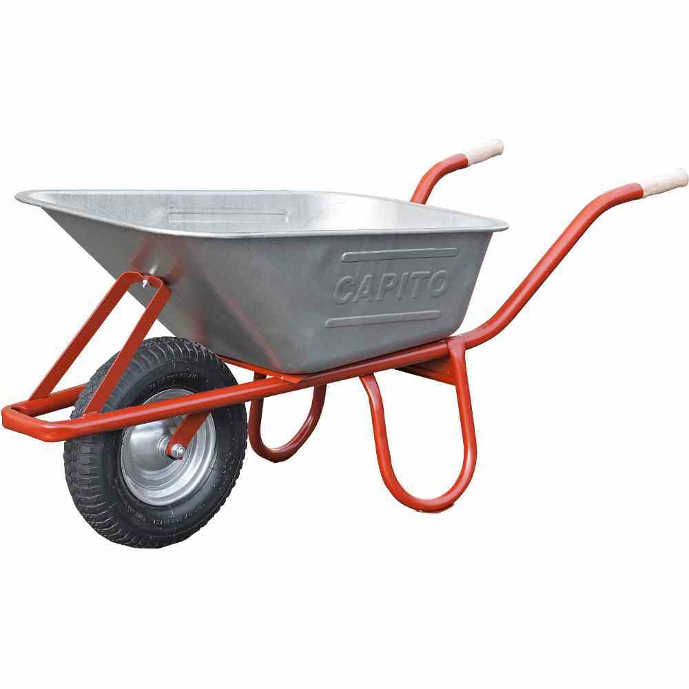 Schubkarre EUROCAR - silber-orange - verzinkt - 100 Liter