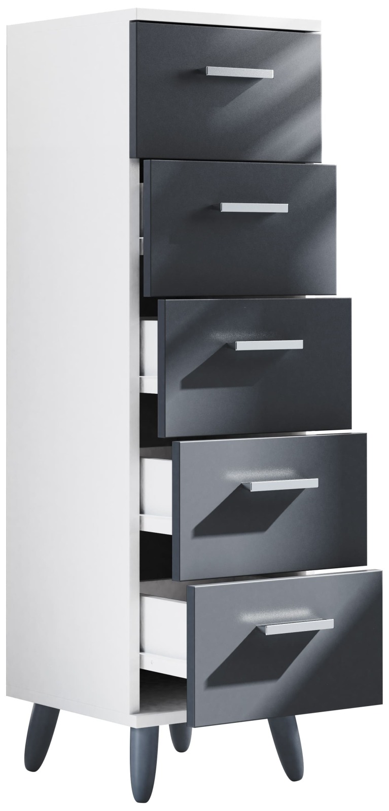 Schubladenschrank LANDOS M - anthrazit-weiß - 100 cm hoch