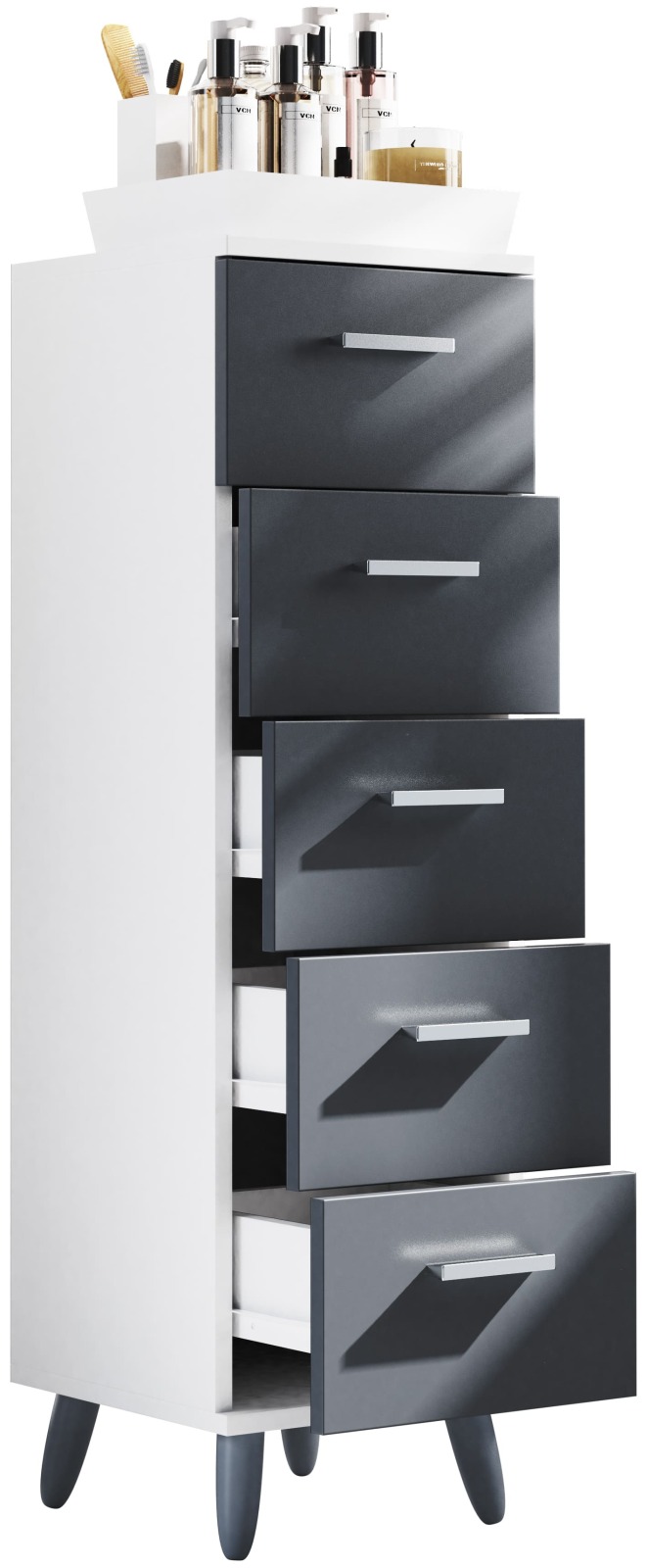 Schubladenschrank LANDOS M - anthrazit-weiß - 100 cm hoch