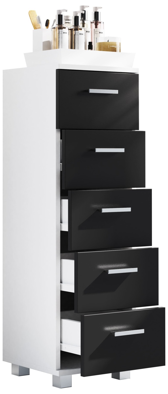 Schubladenschrank ZALO M - schwarz-weiß - 30 cm breit
