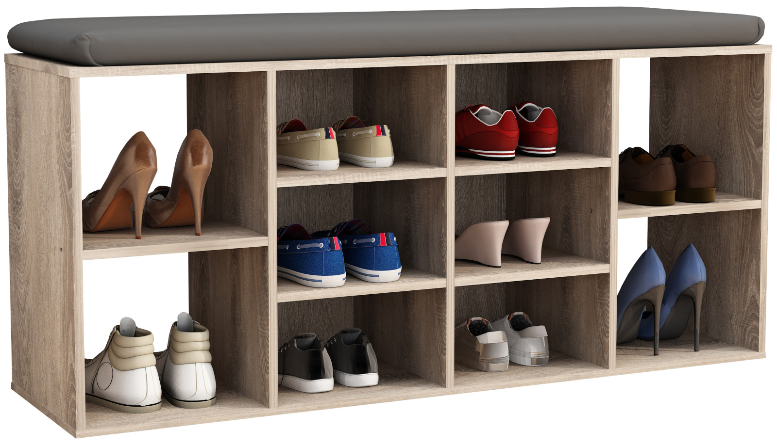 Schuhbank HINSOL S  - Sonoma Eiche - 10 Fächer