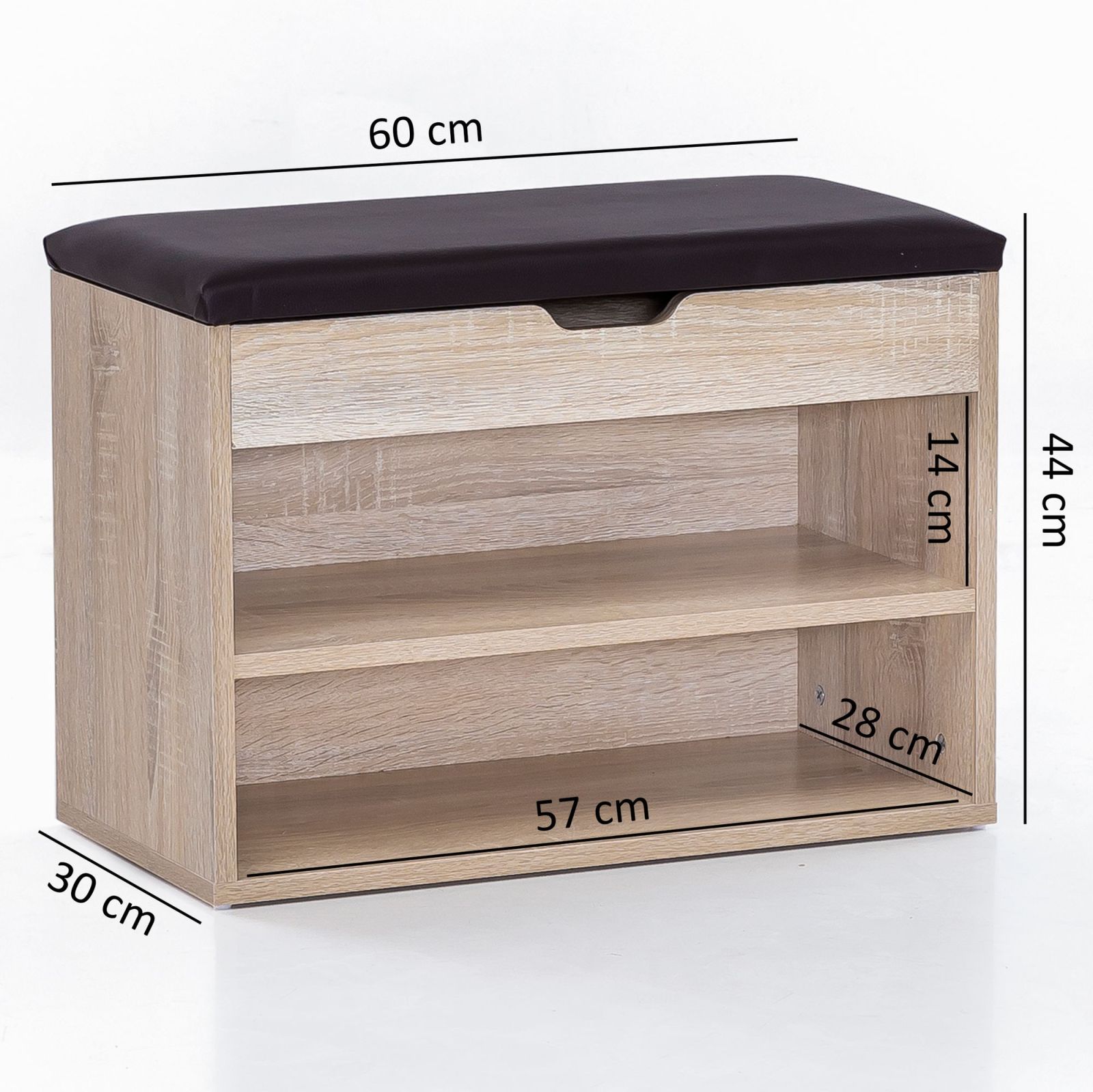 Schuhbank - Sonoma Eiche - mit Sitzauflage