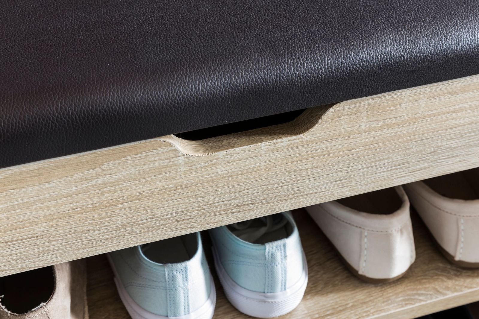 Schuhbank - Sonoma Eiche - mit Sitzauflage