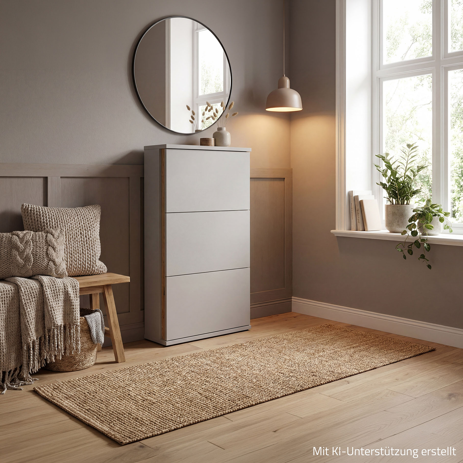 Schuhkipper - Kaschmir - Evoke Eiche - 3 Klappen - 118 cm hoch