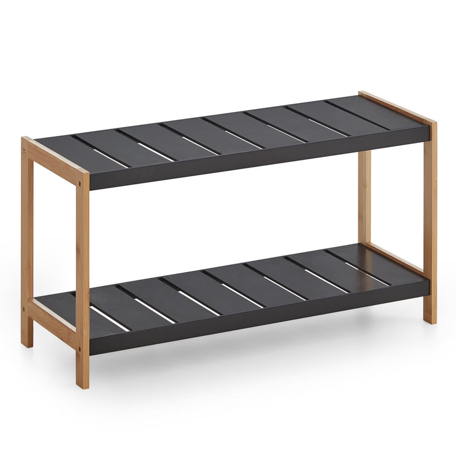 Schuhregal - Bambus-schwarz - Echtholz - 70 cm breit