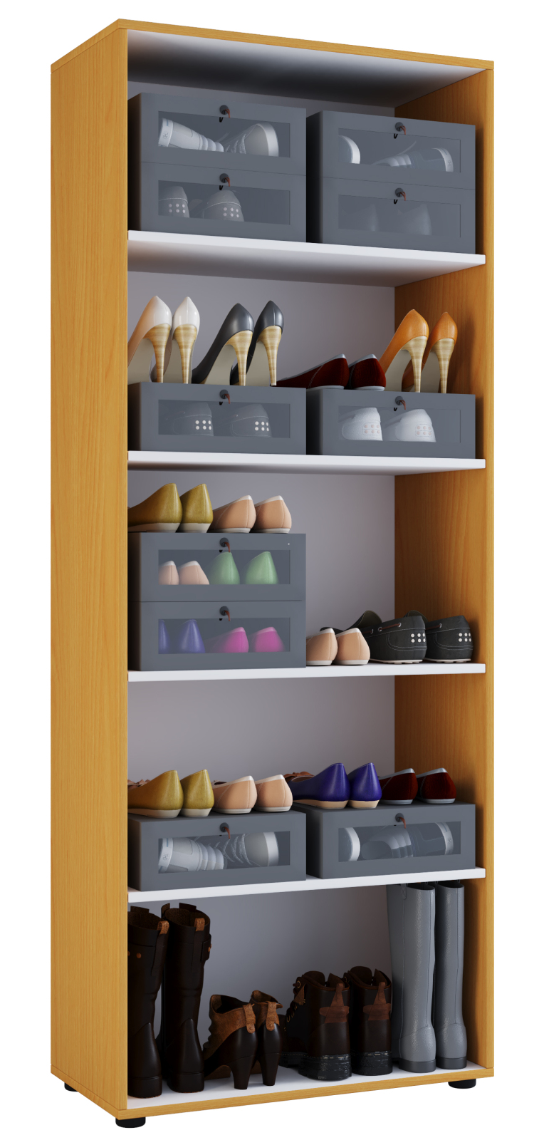 Schuhregal - Buche - 5 Fächer - 71 cm breit