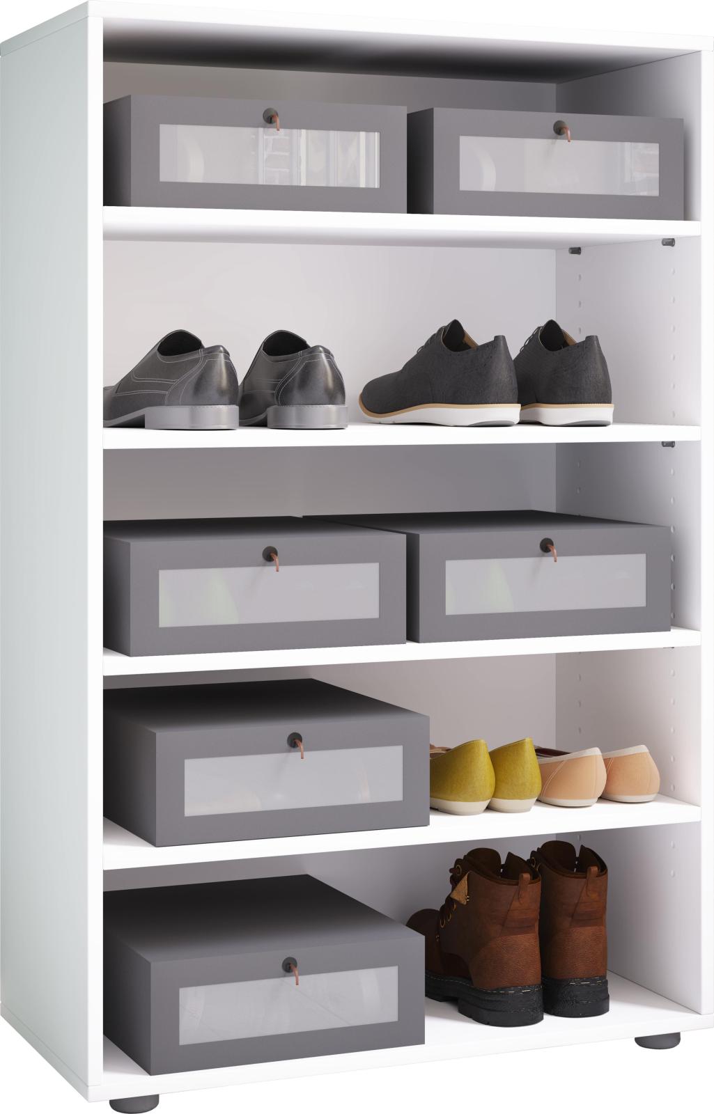 Schuhregal LONA XL - weiß - 5 offene Fächer - 70 cm