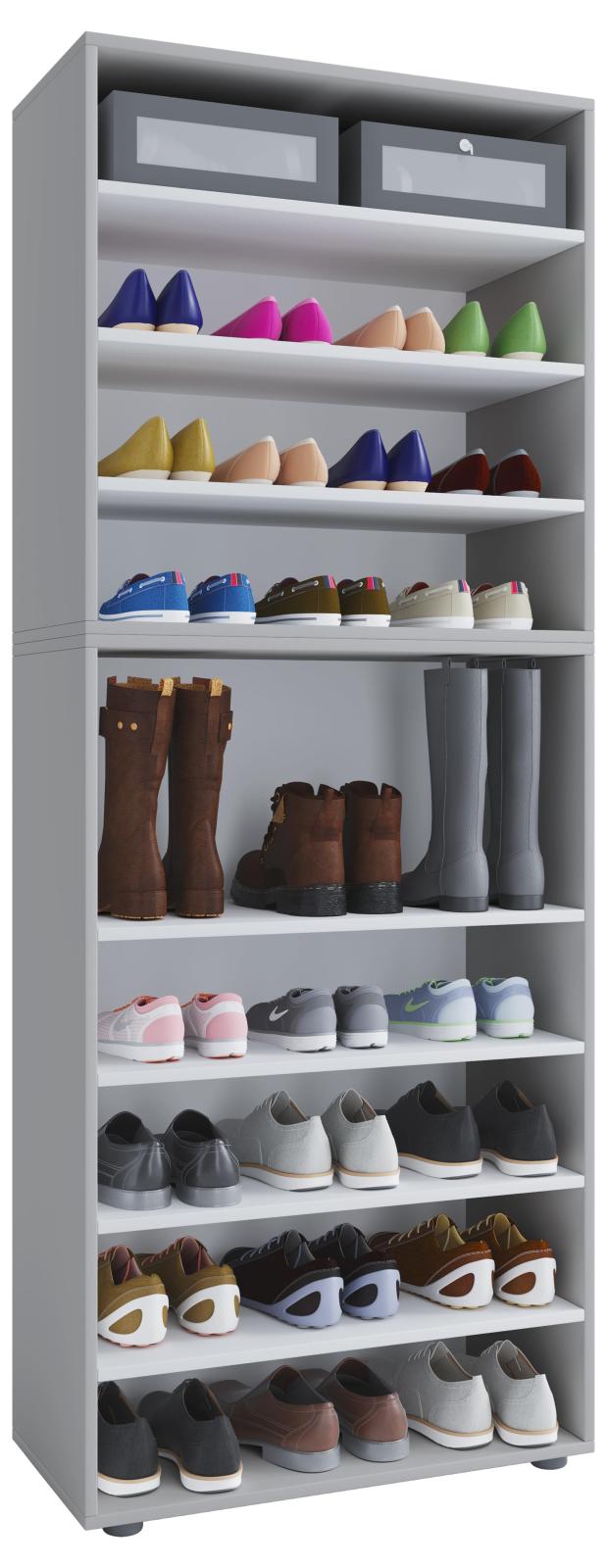 Schuhregal LONA XXL - grau - 9 Fächer - 70 cm