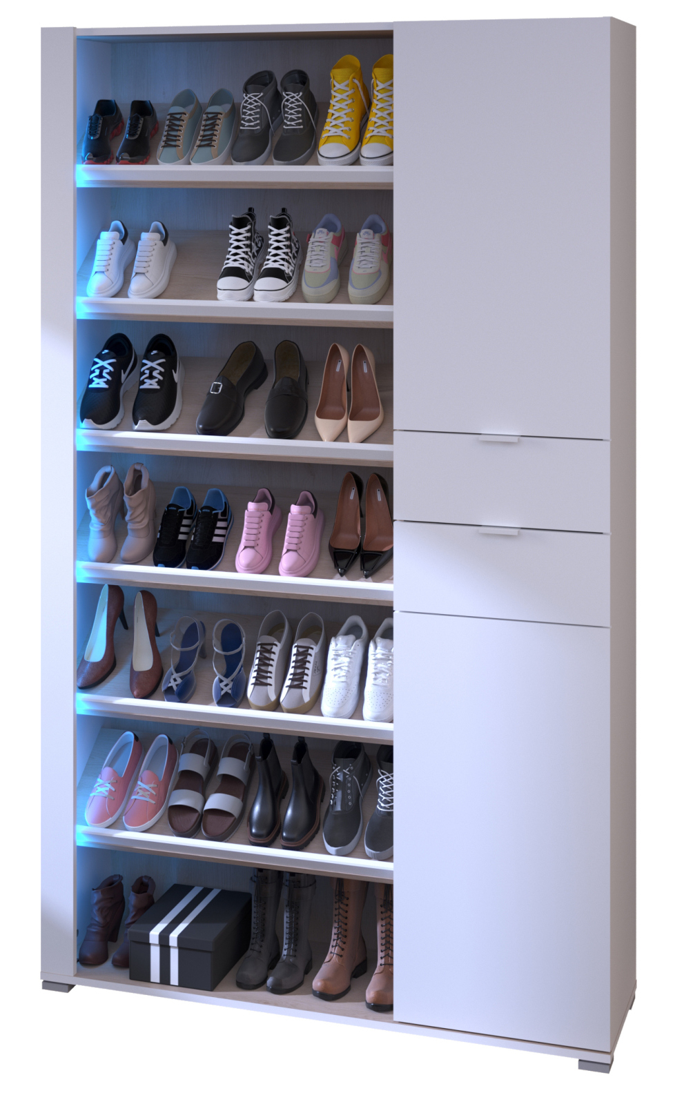 Schuhregal SHOESING 1 - weiß - Eiche - mit LED-Beleuchtung