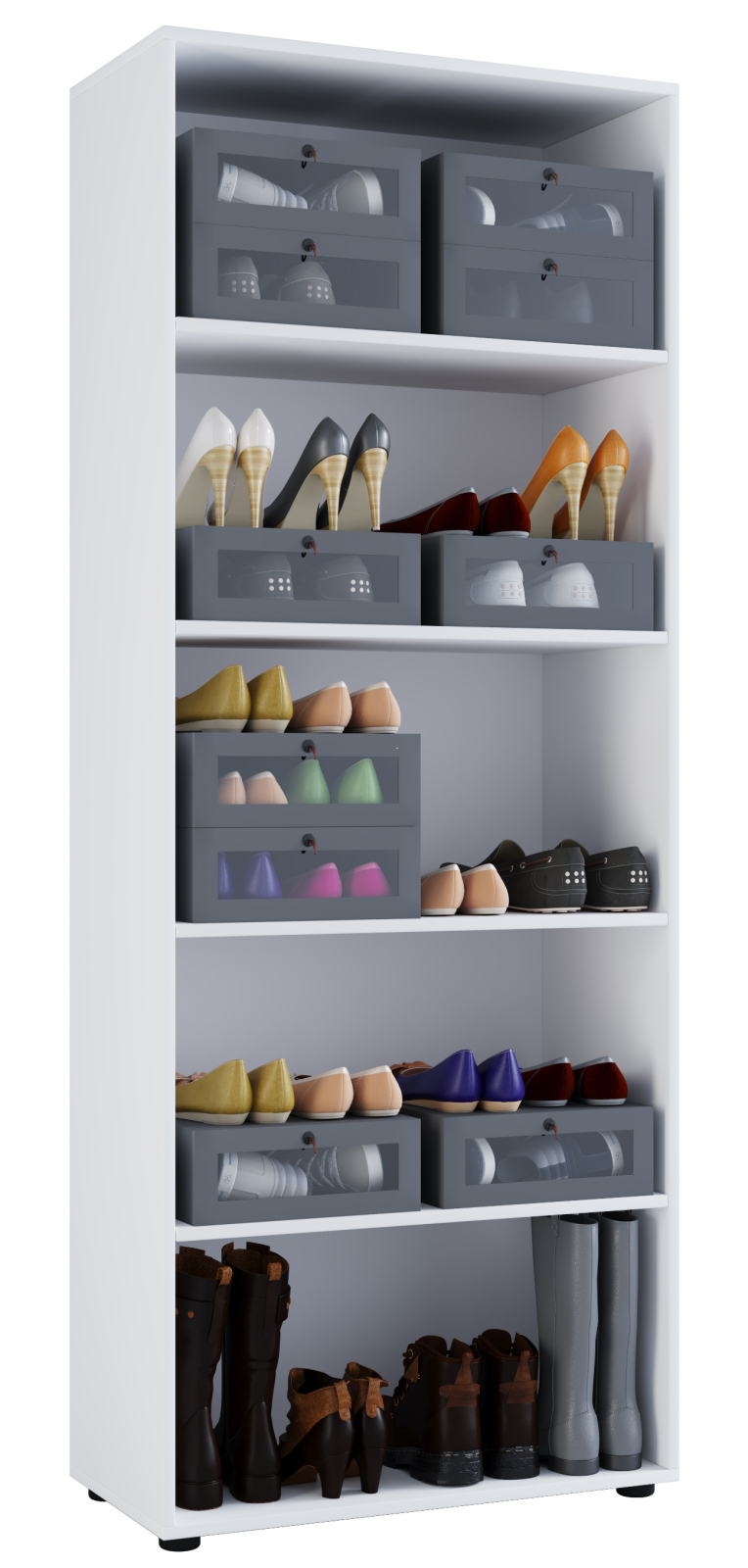 Schuhregal - weiß - 5 Fächer - 71 cm breit