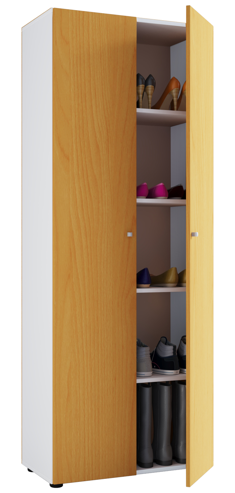 Schuhschrank - Buche - weiß - mit Türen - 71 cm breit