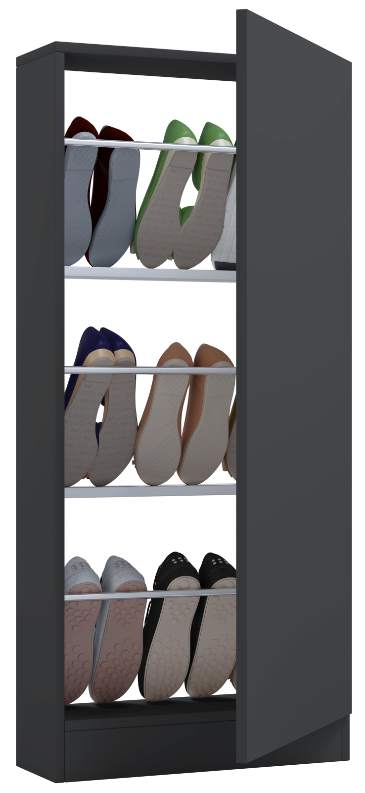 Schuhschrank FULISA mit Holztür - anthrazit - 112 cm hoch