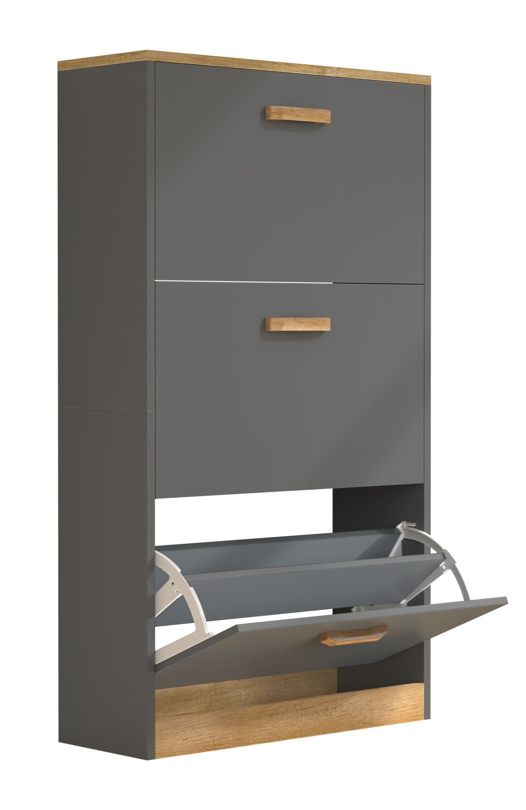 Schuhschrank HALOM M - anthrazit - Honig Eiche - 59x105 cm