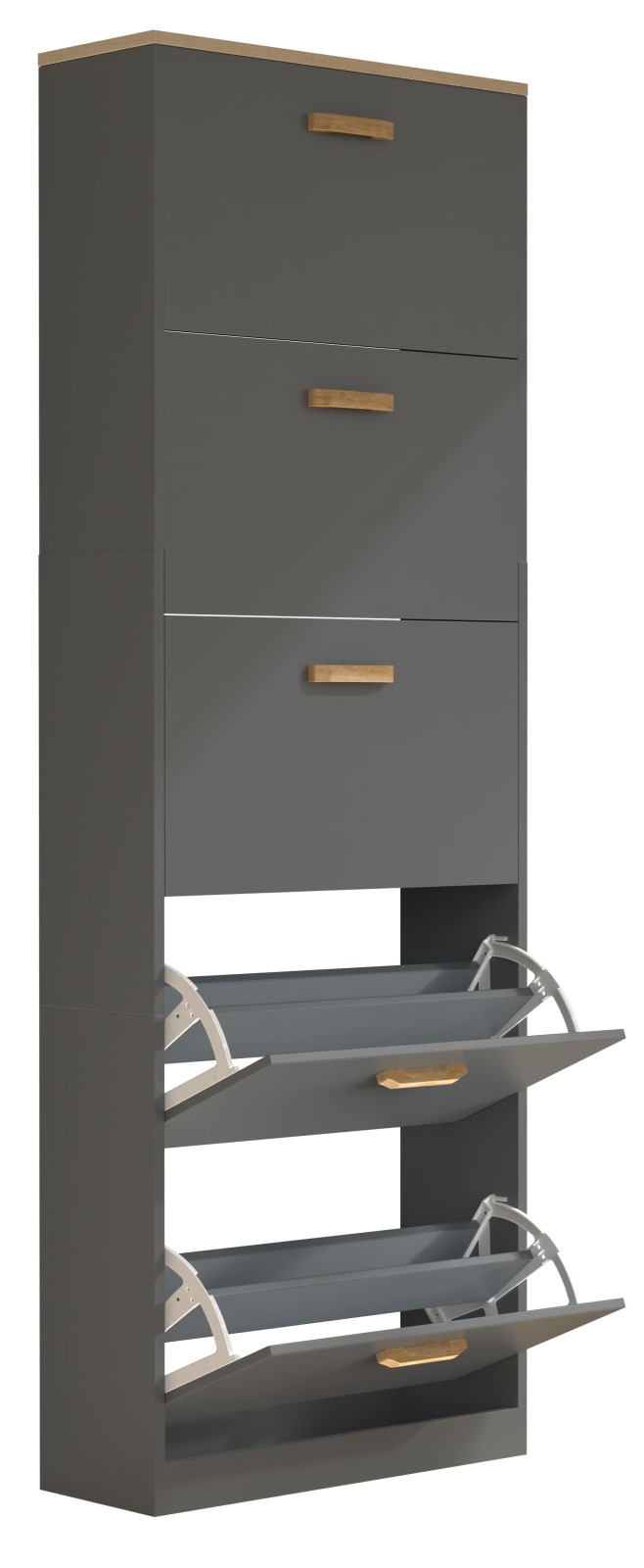 Schuhschrank HALOM XL - anthrazit - Honig Eiche - 59x170 cm