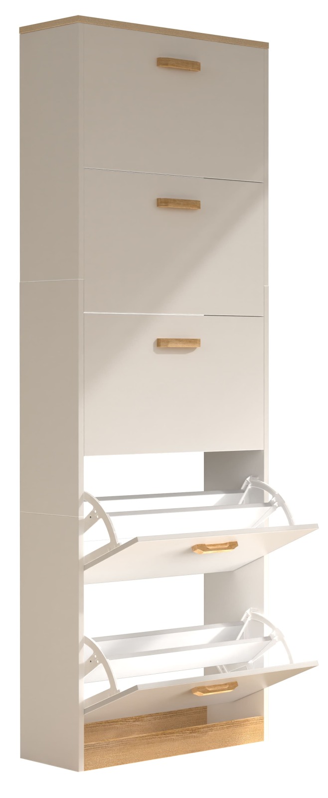 Schuhschrank HALOM XL - weiß - Honig Eiche - 59x170 cm