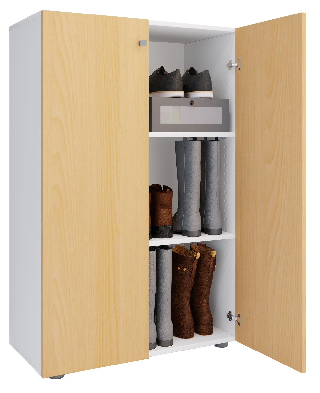 Schuhschrank LONA XL - Buche-weiß - 3 Fächer - 110x70 cm