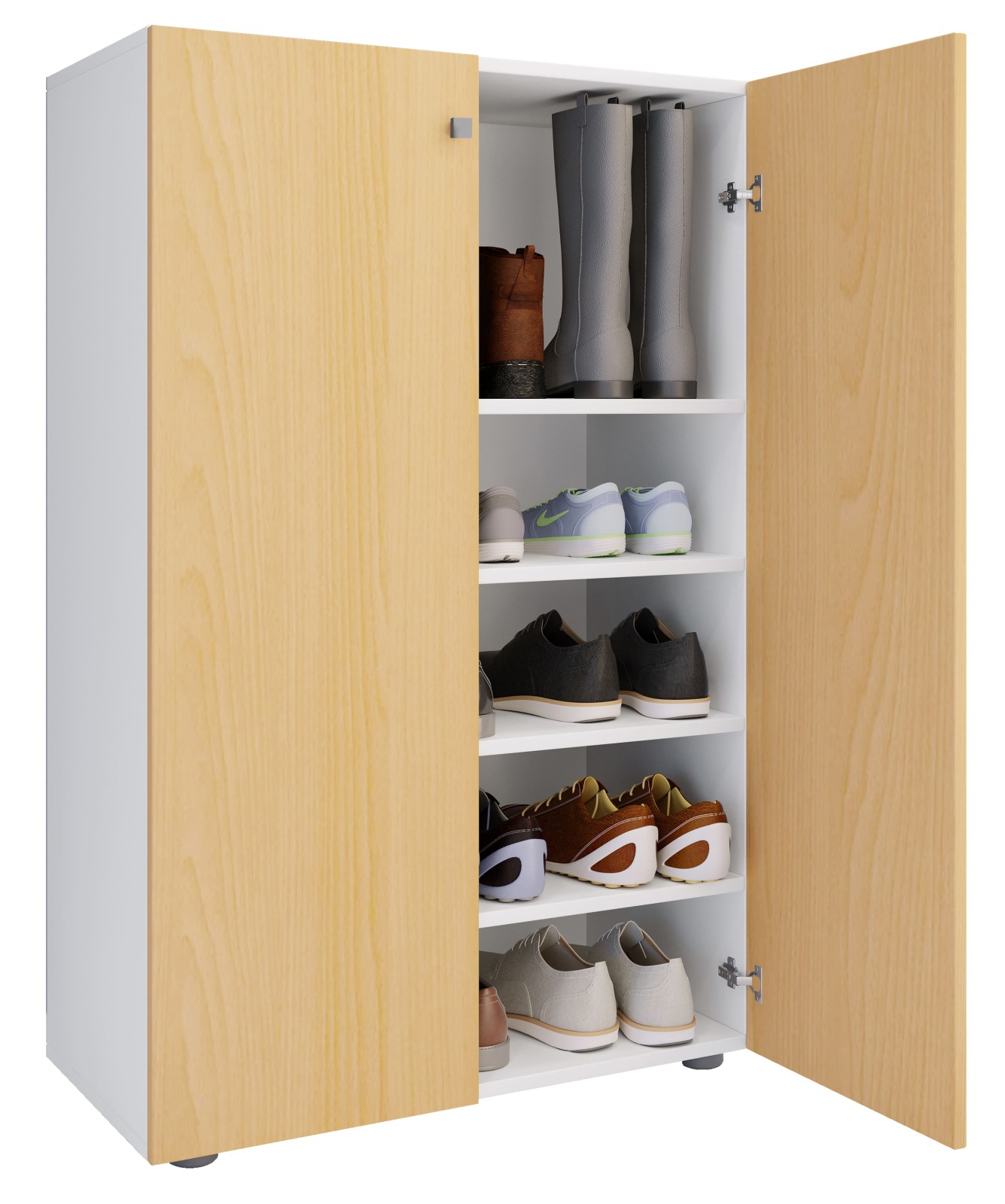 Schuhschrank LONA XL - Buche-weiß - 5 Fächer - 110x70 cm