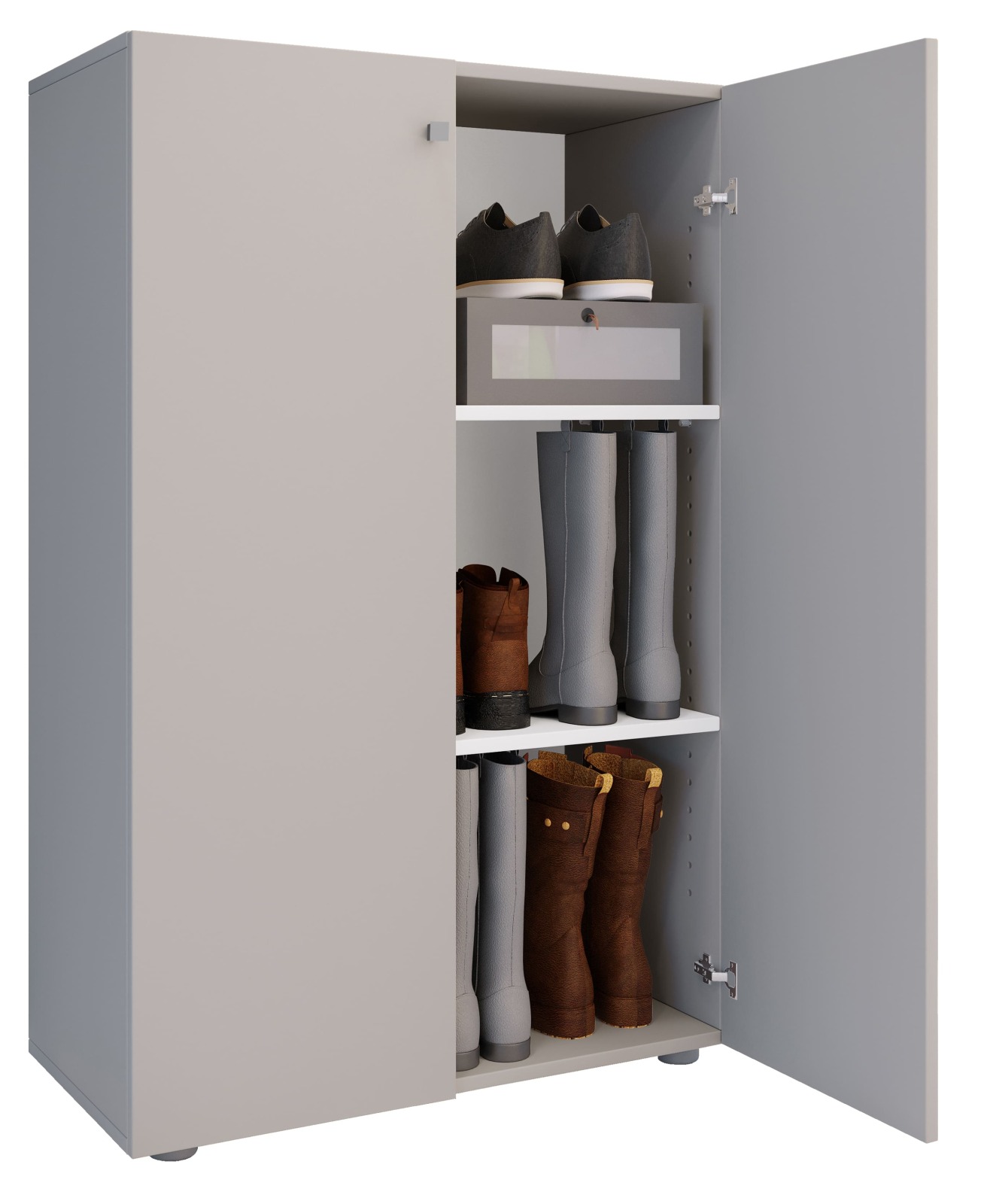 Schuhschrank LONA XL - grau - 3 Fächer - 110x70 cm