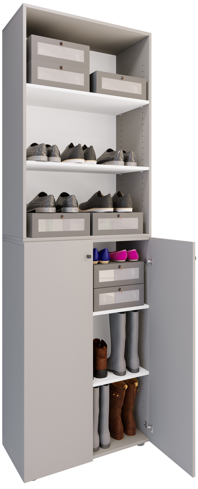 Schuhschrank LONA XL - grau - 3 offene Fächer